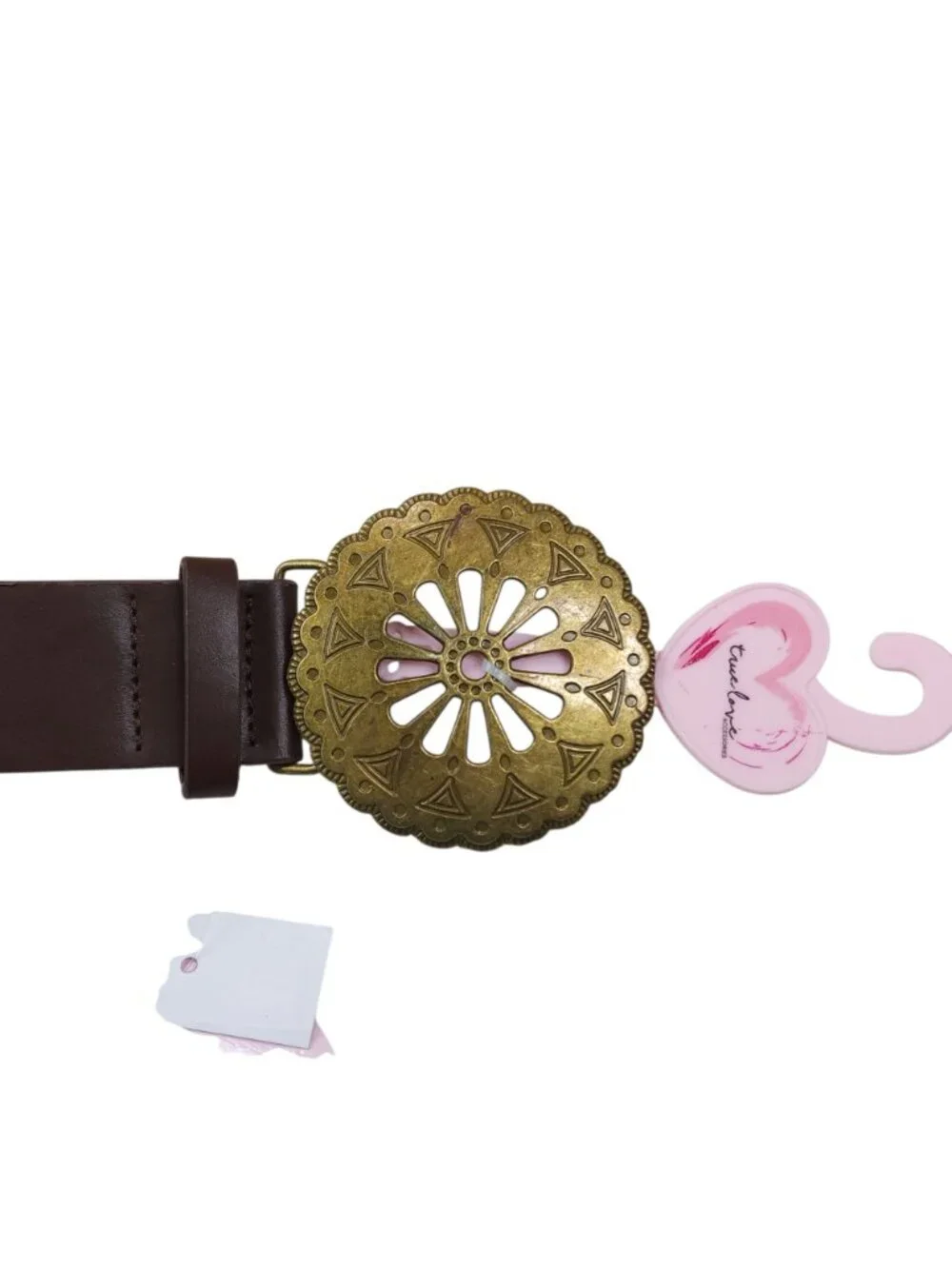 Truelove Brown Brass & Leather Belt with Brass Studs & Buckle XL 1 1/2